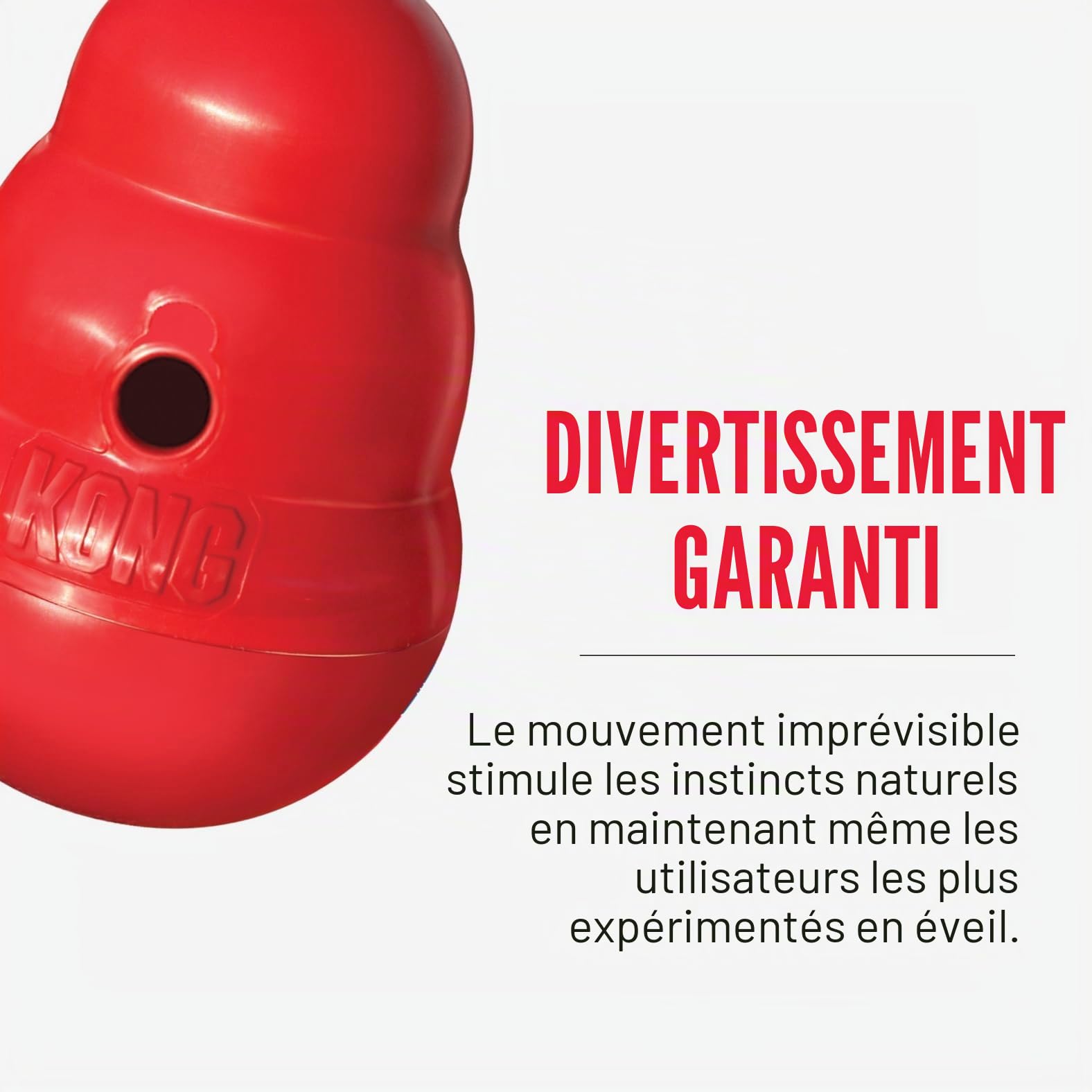 KONG Wobbler - Jouet Interactif pour Chien avec Distributeur De Friandises - Nourrisseur Lent pour Une Alimentation Saine - pour Chiens Moyens/Grands