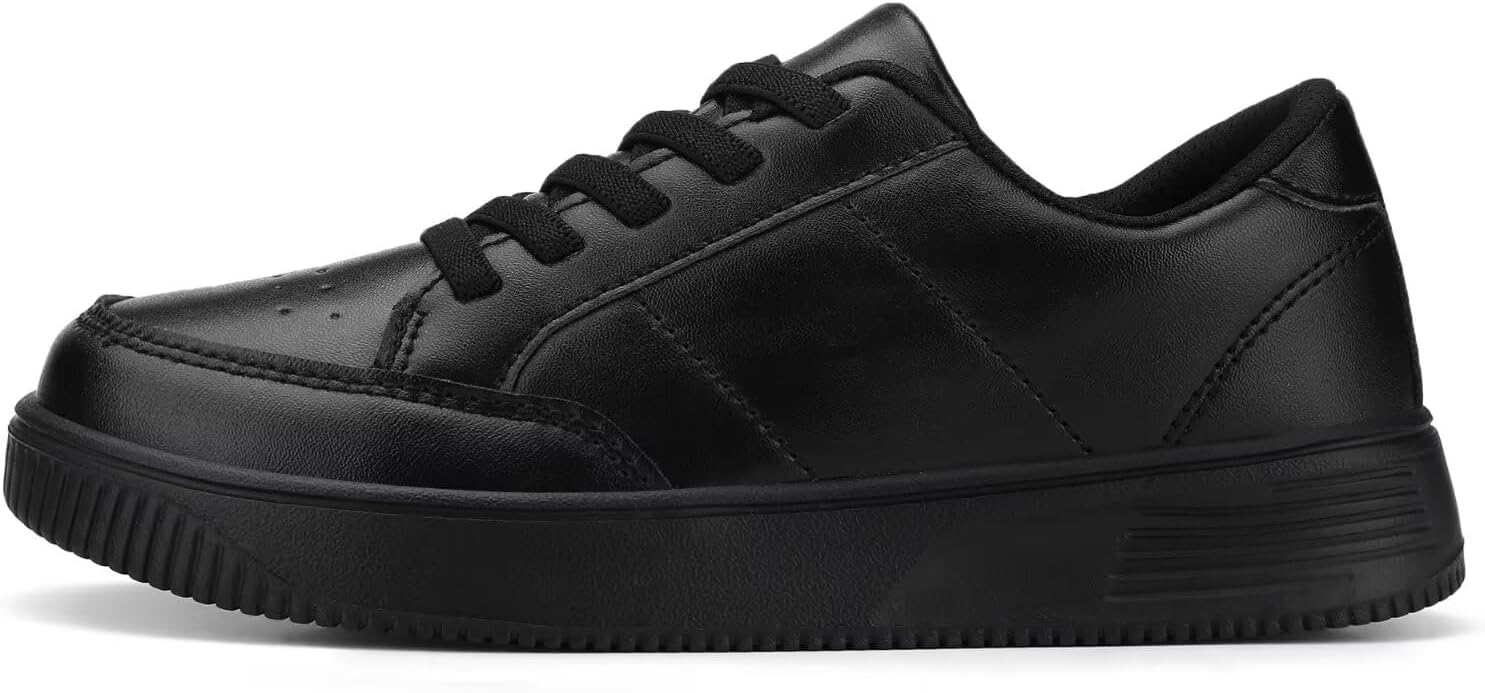 DSWED Unisex-Child Leather Lightweight Breathable Knit Athletic Running Sneakers for Kids Shoes for Boys Girls