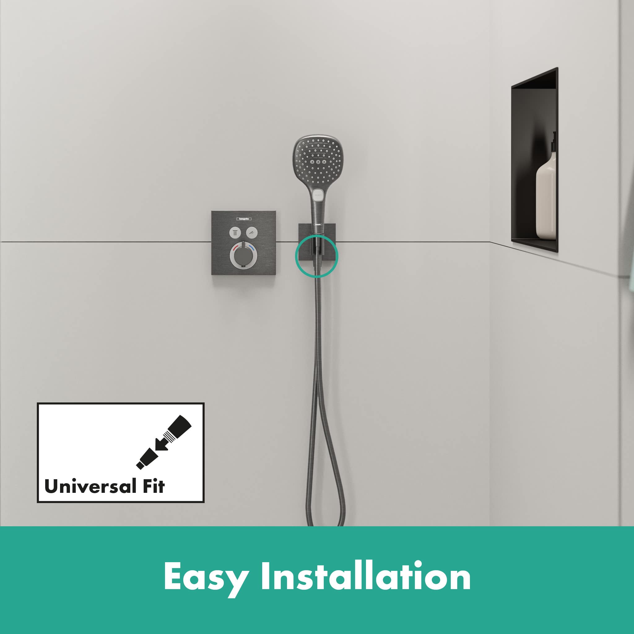 Hansgrohe FixFit E Wall Outlet with Shower Holder, Brushed