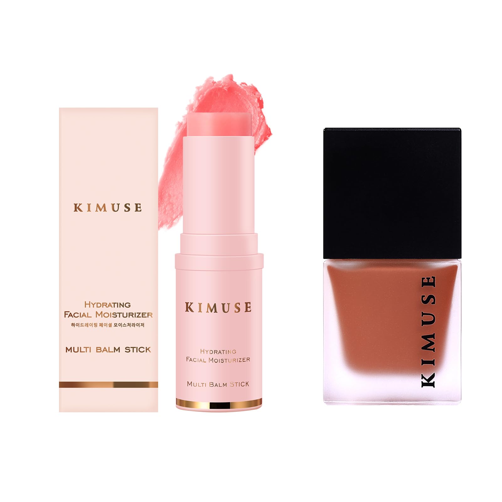 KIMUSE Hydrating Multi Balm Stick & Lightweight Breathable Feel, Sheer Flush Of Color Liquid Blush Makeup