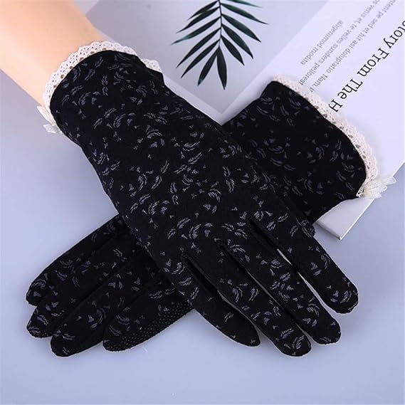 Amazon 手袋 夏 レディースグローブ 日焼け対策 メッシュ レース 薄型 手袋 タッチパネル対応 スマホ手袋 おしゃれ エレガント 花柄 滑止め付 フルフィンガー 女性 運転 自転車 アウトドアグローブ 14スタイル 色 ブラック 手袋 通販