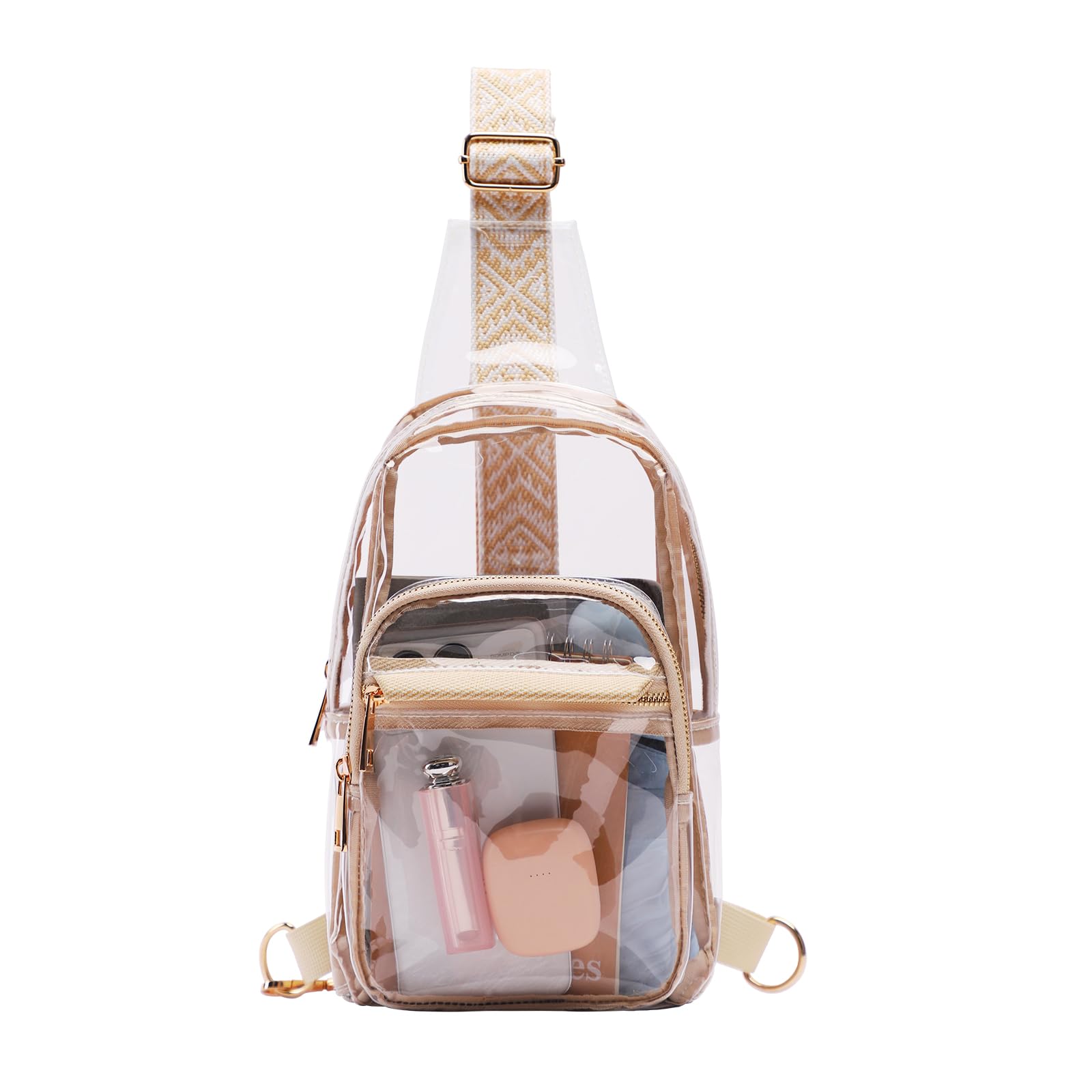 TINYAT Borsa a tracolla trasparente da uomo, approvata dallo stadio, borsa a tracolla trasparente con tracolla regolabile, T560, 7004/Cachi