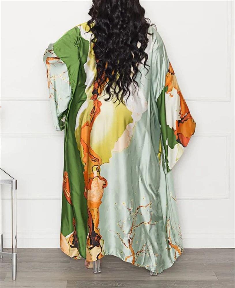 cu4eve Summer Cardigan For Women Lightweight Satin Open Front Long Kimono Swimsuit Cover Ups Silk Robe Plus Size: Light Green