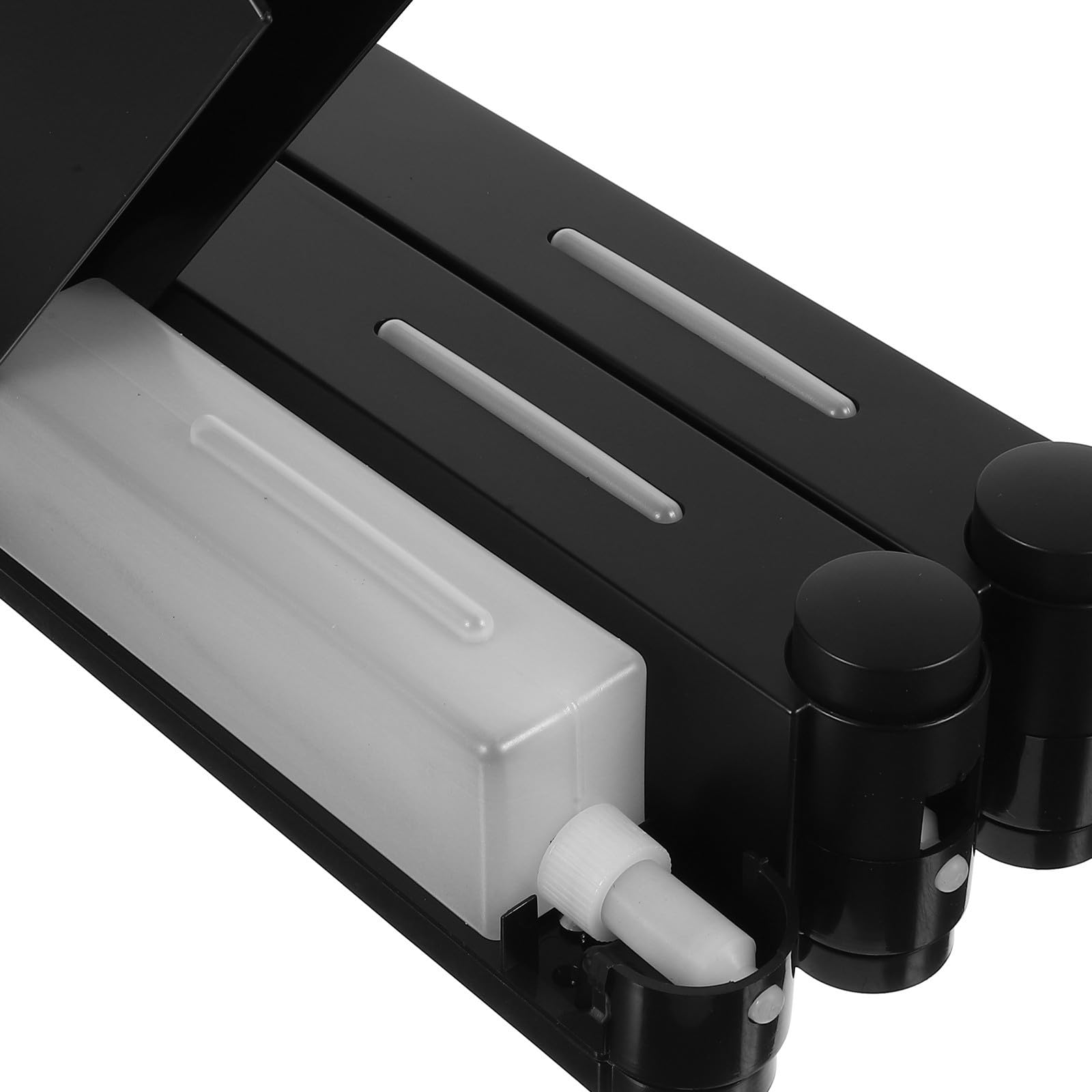 Dispensador de Jabón de Pared Abs y PVC Dispensador de Gel de Ducha de 3 Cámaras, Manual, Negro Triple Cabezal, para Baño y Suministros de Baño