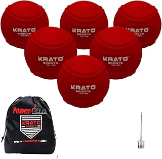 KRATO Hitting Power Balls | Ball with Seams for Plyo Training | 10 oz Weighted Baseballs | 6 PCs