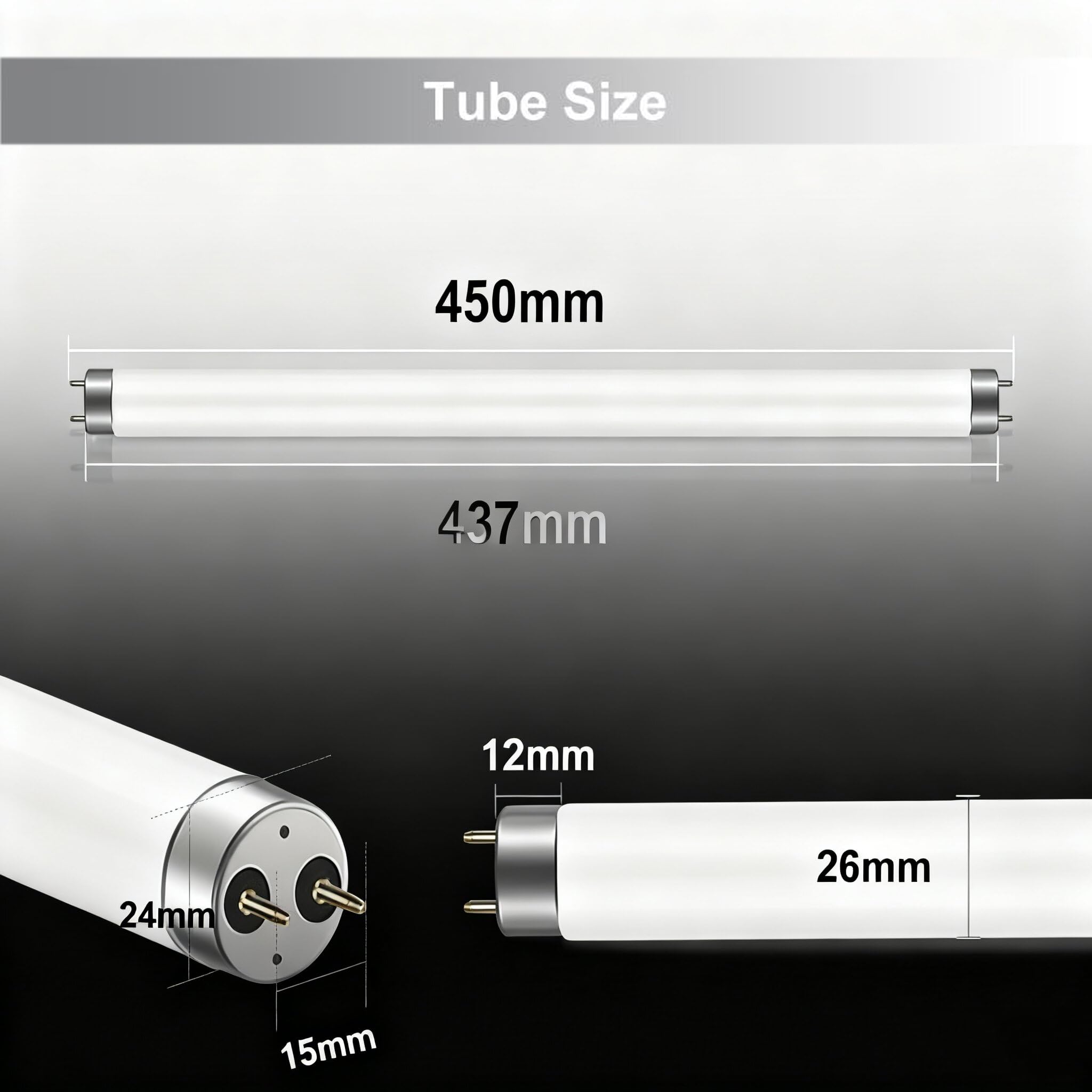 Genérico Tubos Fluorescentes De 15 W, 450 Mm, Luz De Bajo Consumo, Luz De Emergencia De Bajo Consumo,Casquillo G13, T8 Blanco Frío 4000 K,Aptos para Tiras De Luces Cocina Armario,450mm 15w,6PCS