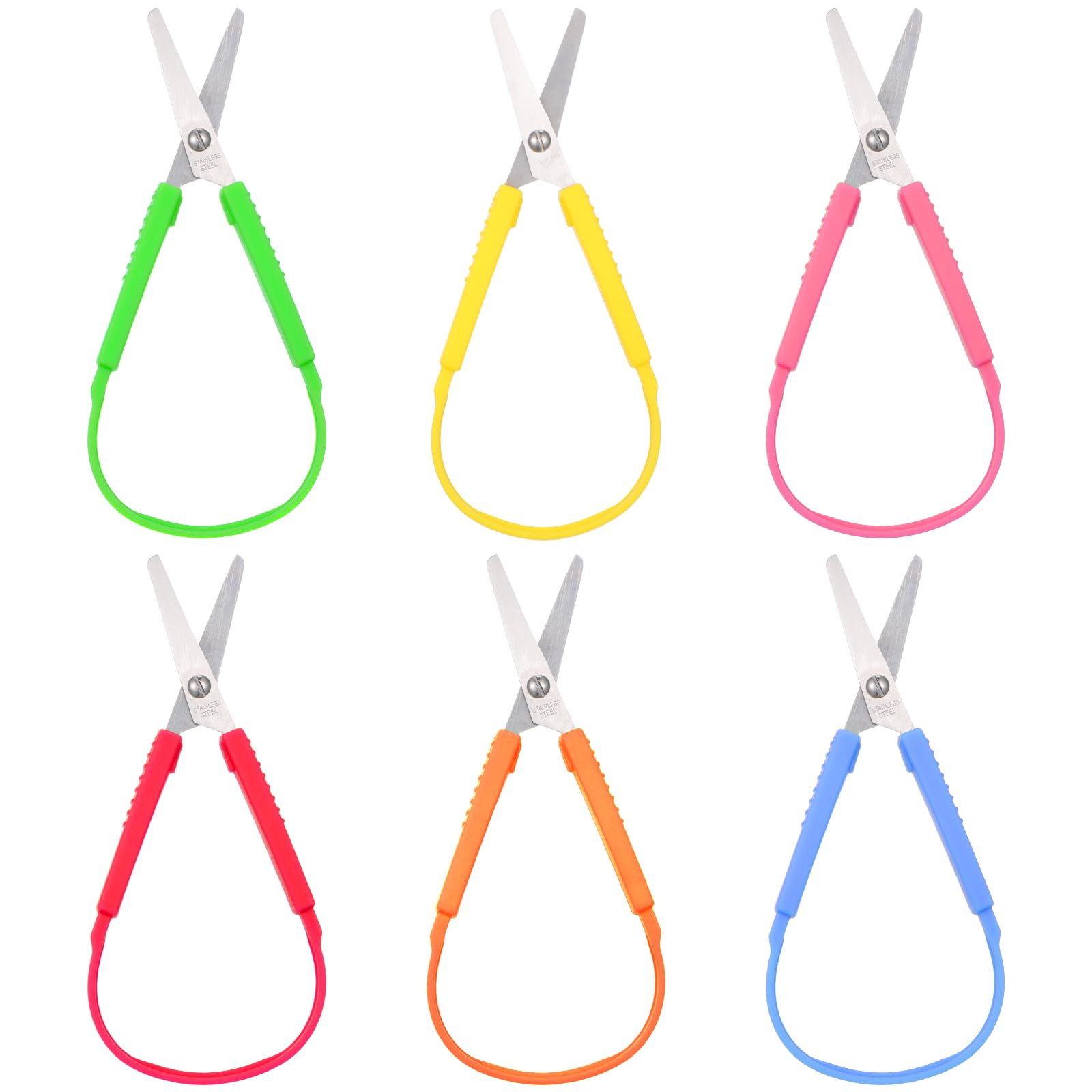 Amazon.com: 6 Pack Mini Loop Scissors for Children, Self Opening ...