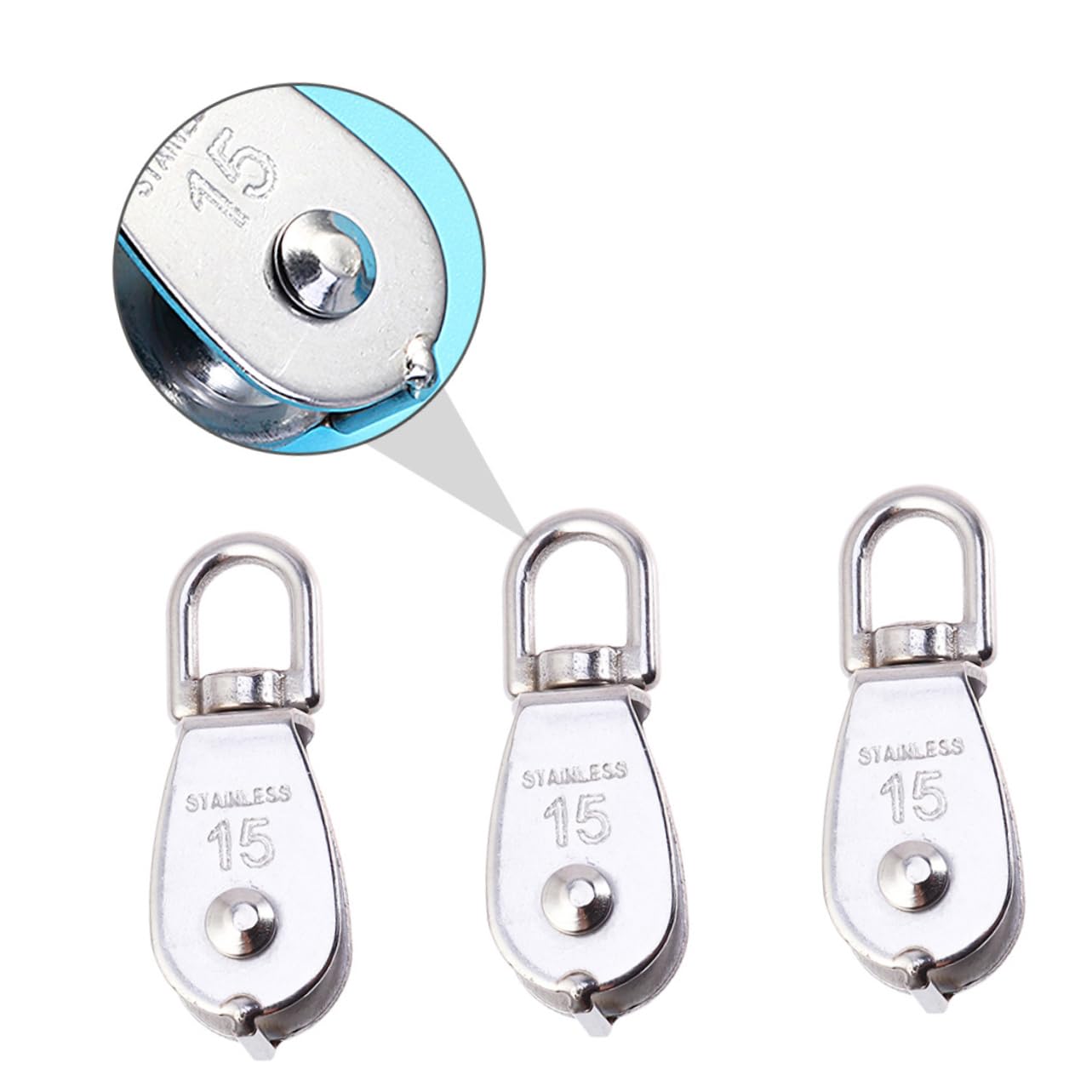 SOLUSTRE Fish Net Pulley System 8pcs Set Pulley Stainless Steel Block and Tackle Easy Installation Resistant