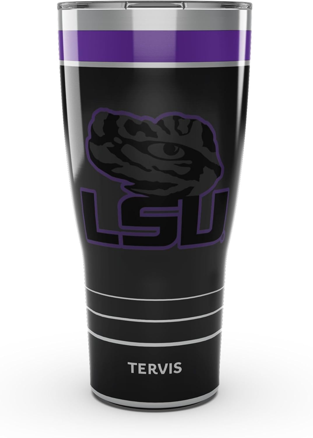 Tervis Traveler LSU Tigers - Night Game Triple Insulated Tumbler Travel Cup Keeps Drinks Cold & Hot, 30oz, Stainless Steel