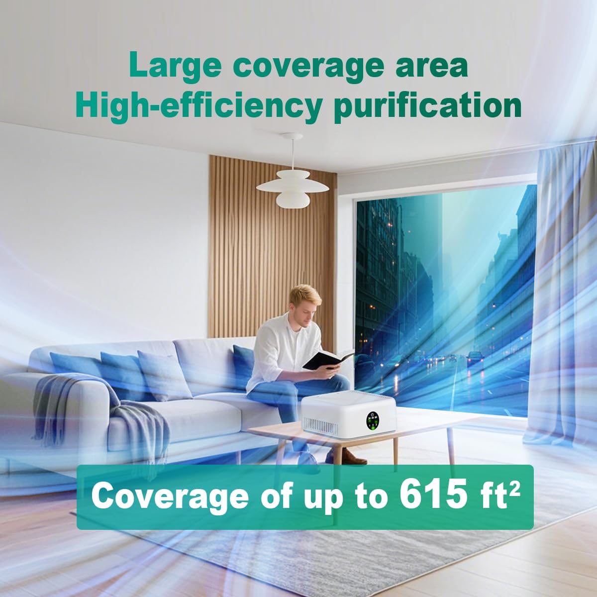 Air Purifiers for Home,True HEPA Small Air Purifier for Dorm Room, Up to 615 Ft²,15dB Quiet,for Smoke Odors,Portable Mini Air Purifier,Desk Air Filter for Office, RV,Bedroom,Travel (Elegant White) - Image 4