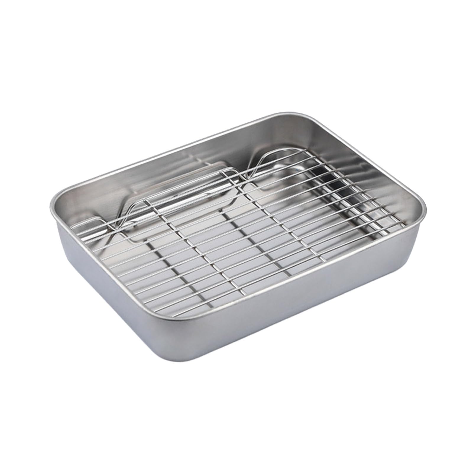MALSSE Large Capacity Stainless Steel Roasting Pan with Wire Rack for Even Heating Oven Safe Baking Tray