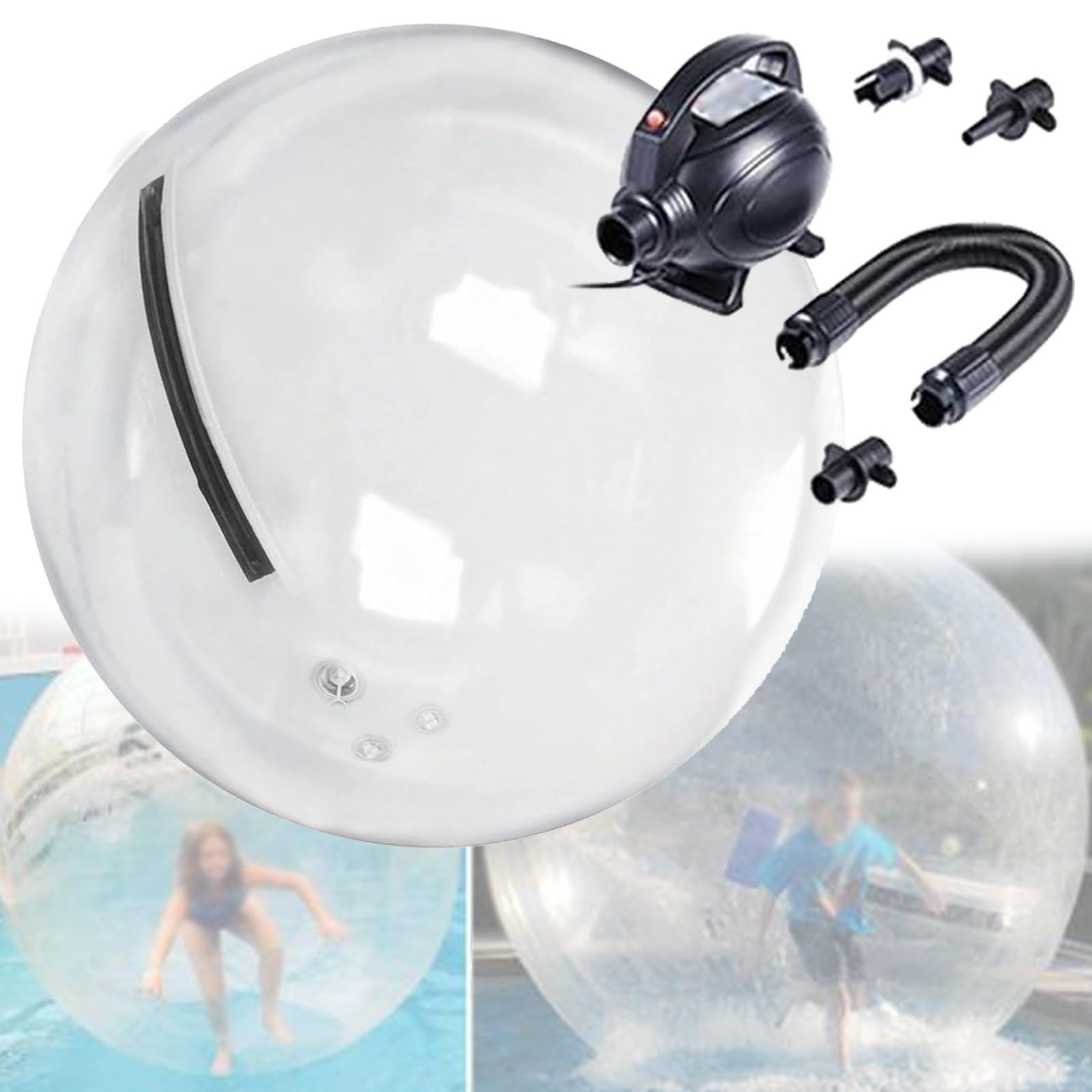 YXZYFPP 1.5/1.8/2M Inflatable Water Ball with Electric Air Pump, Giant Pool Floating Rolling Human Inside Inflatable Water Roller Walking Bubbles Zipper Ball,1.5m (1.5m)