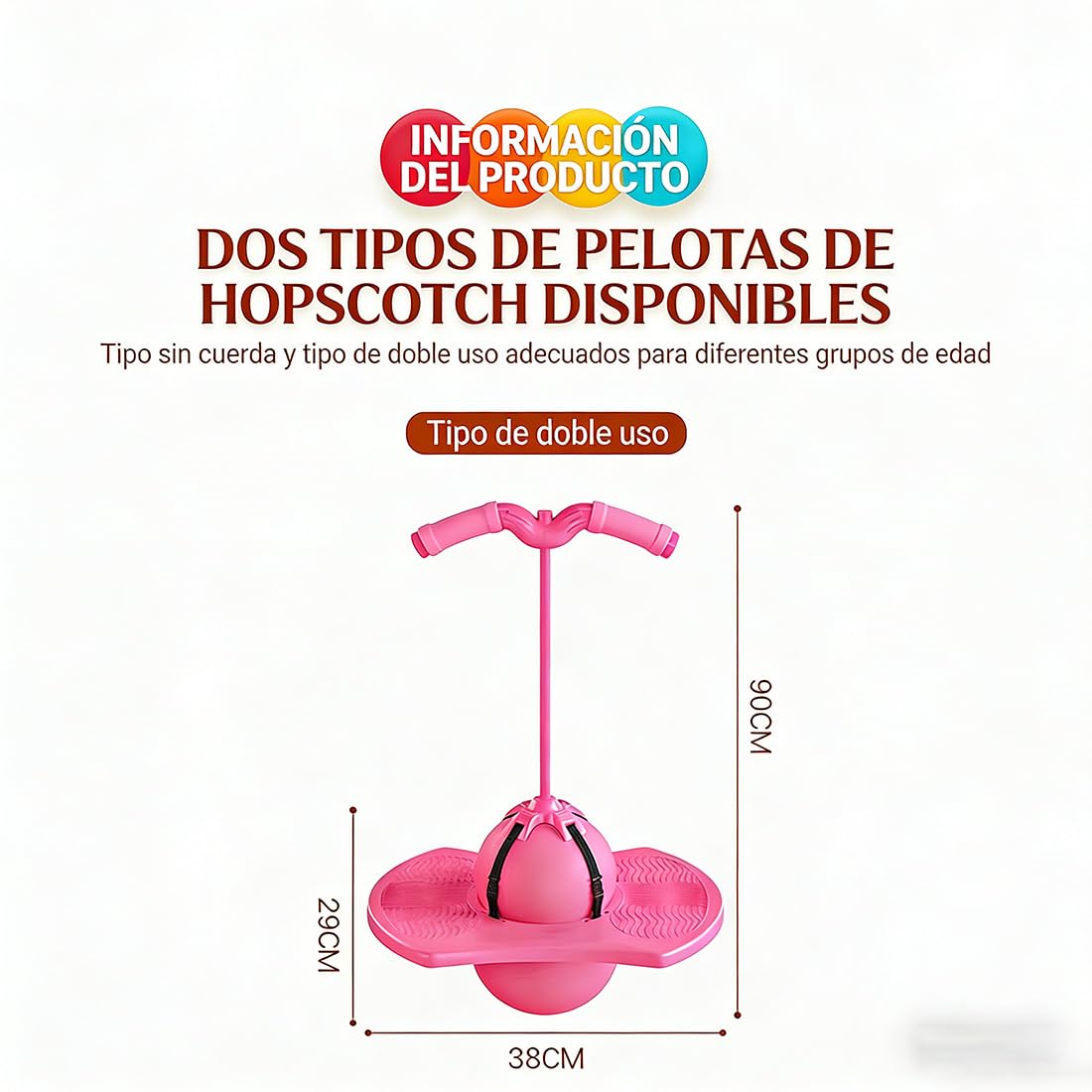 Pelota Saltarina para Niños, Balón de Equilibrio con Asa y Bomba, Juguete de Salto Interior Exterior, Ejercicio y Coordinación para Pequeños y Adultos, Regalo Cumpleaños para Niños y Niñas (A5)