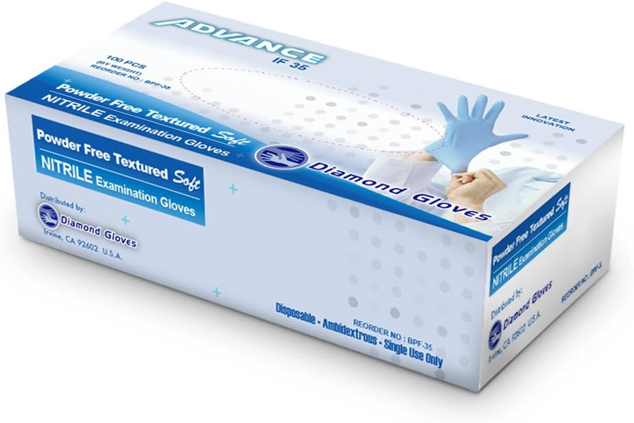 Nitrile Examination Powder Free Gloves (Medical), Blue, 1000pcs/Case - 10 Boxes, (Latex Free) (CE, FDA) (Maximum Protection) - Free Shipping, Big Savings and Good Deals