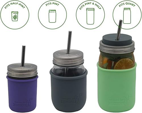 Miniatura 2 de Paquete combinado de popotes de metal de acero inoxidable con extremo redondeado más seguro para tarros Mason (paquete de 6 + cepillo de limpieza +