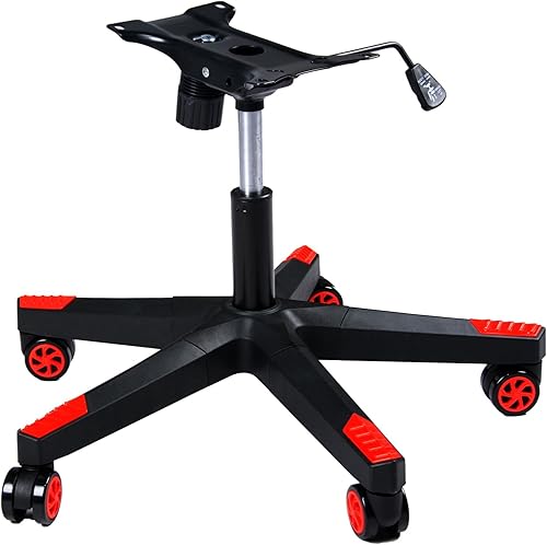 Frassie Base de silla giratoria de repuesto de nailon para juegos de 28 pulgadas con cilindro de soporte de placa inferior, 5 ruedas