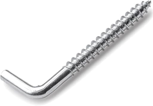 SS8  L Hook Screws 35mm Pack of 20 Square Hooks Metal Screw in Heavy Duty Dresser Cup Hooks Hanging Cups, Keys, Traction Ropes, Picture for Indoor and Outdoor Hanging