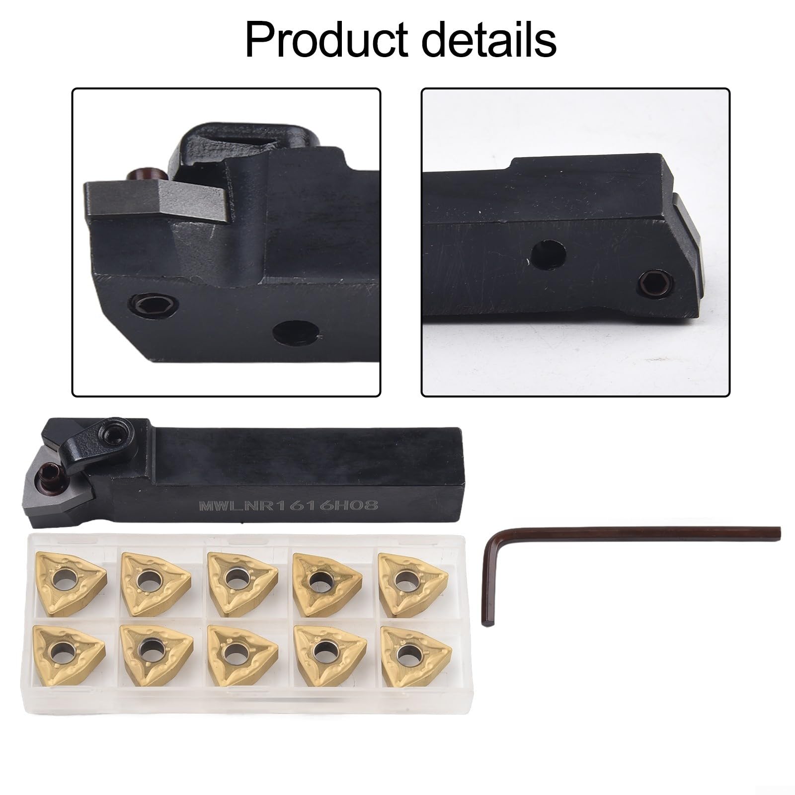 MWLNR1616H08 Drehmeißel Set Mit Halter 16X100mm Und 10 WNMG432 WNMG080408 Hartmetall Wendeplatten Aus Carbonstahl Für CNC Drehmaschine