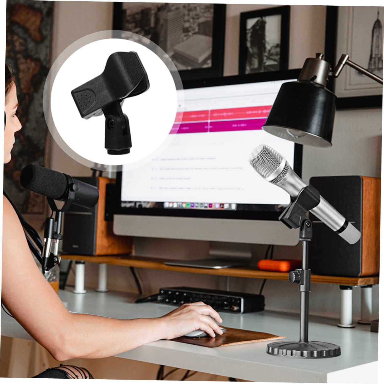 HANABASS Mic Supplies 2pcs Plastic Microphone Holders Mic Clamp Mount for Stands