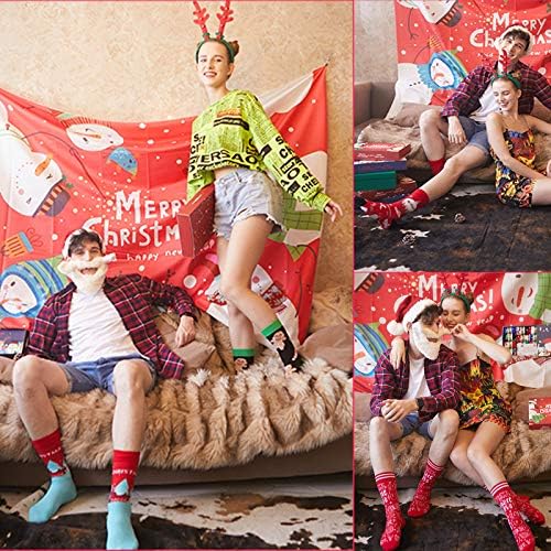 6 Pairs Mens Christmas Socks Novelty Funny Winter Warm Knitting Calf Socks Cotton ( Size: 6-11 )