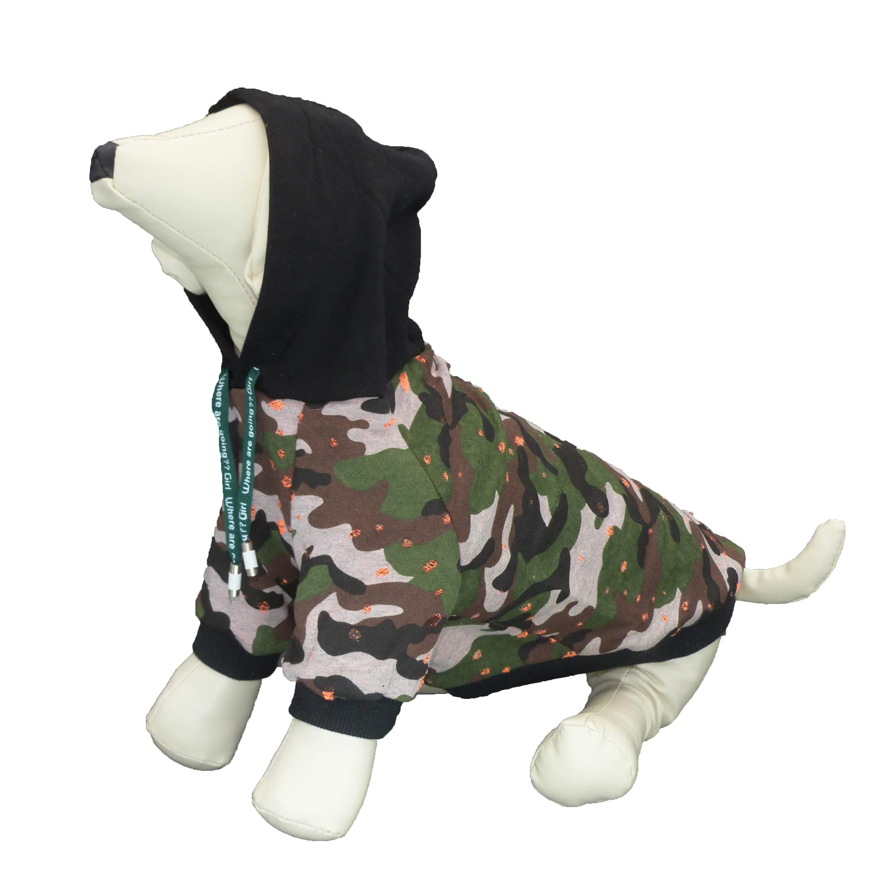 Amazon | PP&DD 犬服 迷彩柄 ダメージ加工 パーカー フード付き 小型 