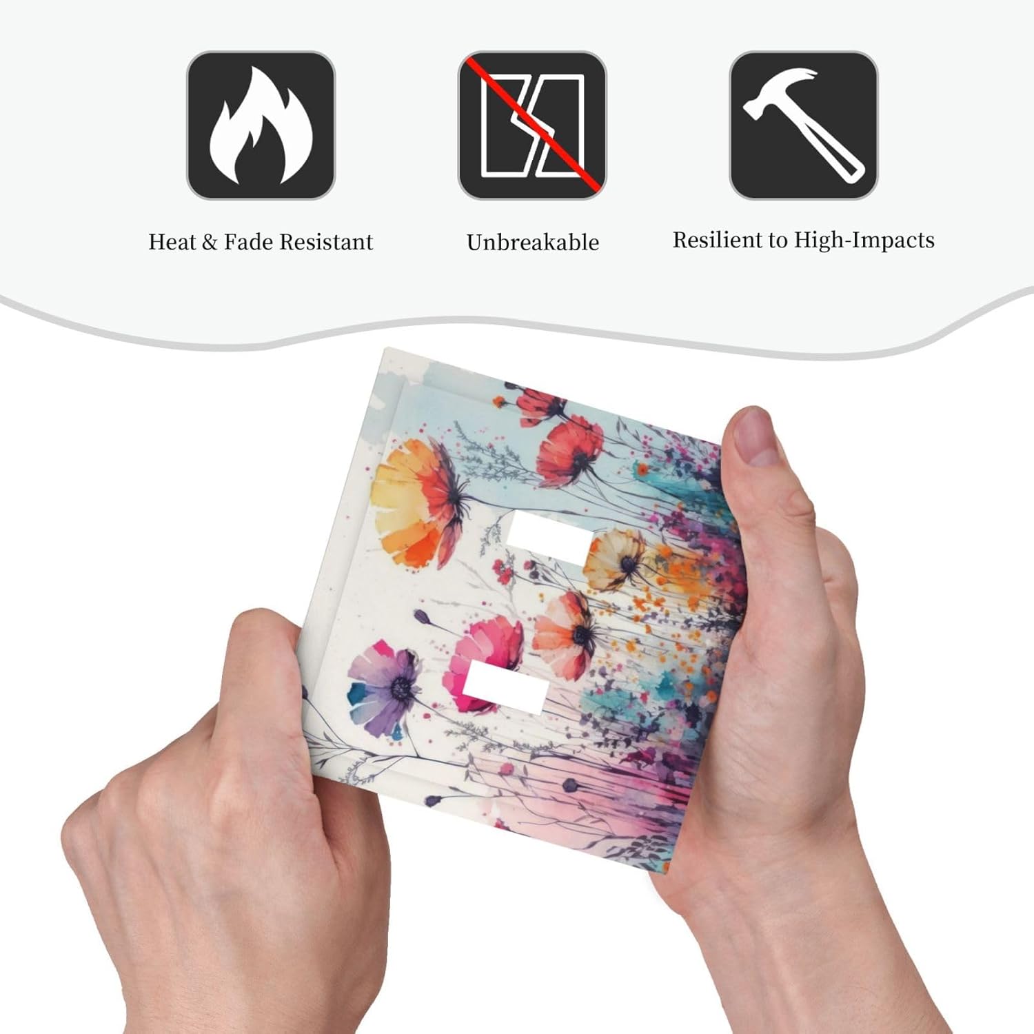 Light Switch Cover Plate Abstract Floral watercolor flowers 2 Gang Wall Plate Double Toggle Switch Covers Wildflower Decorative Outlet Covers Electrical Switchplate for Bathroom Home Decor