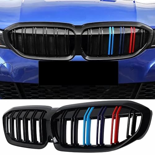 G20 Grill Front Kidney Grille Replacement Compatible with 3 Series G20 2019-2022 316i 318i 320i 328i 330i 335i 340i Easy Installation (Double Slats/M Color, G20 (2019-2022)) — view 5