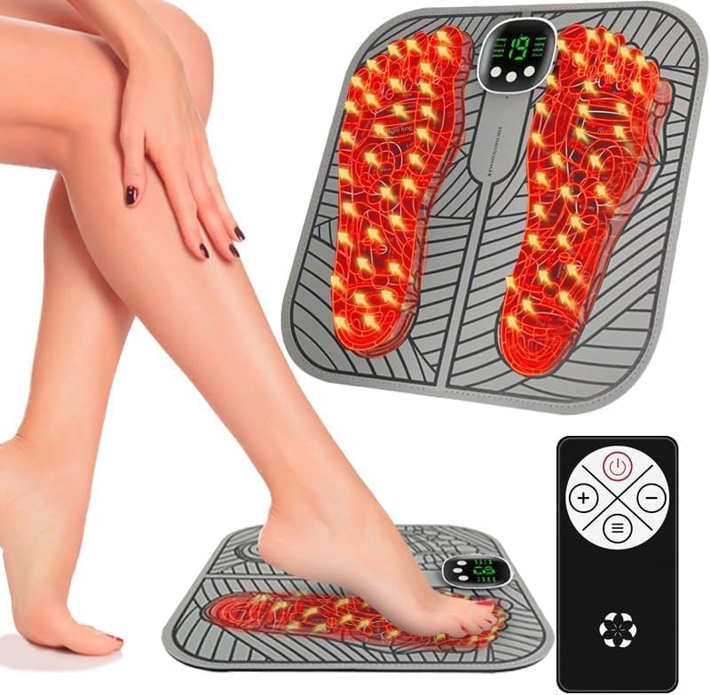 Masajeador de Pies Eléctrico,Jkevow EMS para Masaje de pies con 8 Modos de Masaje y 19 Niveles de Intensidad para Circulación Sanguínea y Alivio del Dolor Muscular