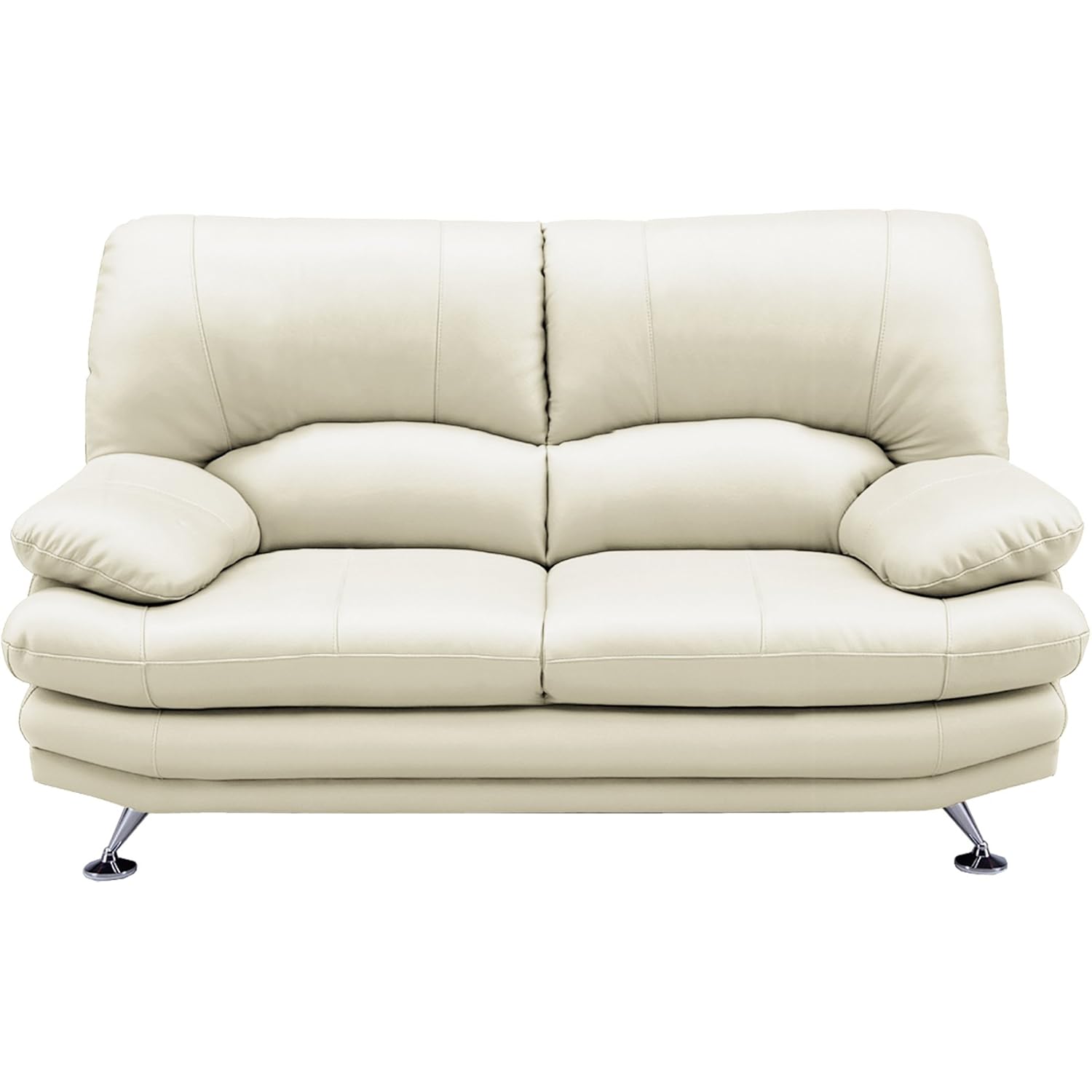 Amazon.co.jp 大川家具 関家具 2人掛けソファ(幅150cm 革素材) アイボリー色 スチールA 139114_139073
