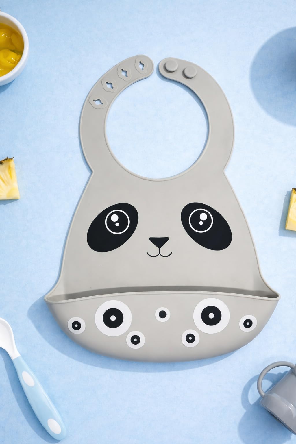 baby silicone feeding bib with adjustable strap waterproof easy stain proof no bad odour | bpa free/soft material bibs with tray/food catcher 6 months to 2 years