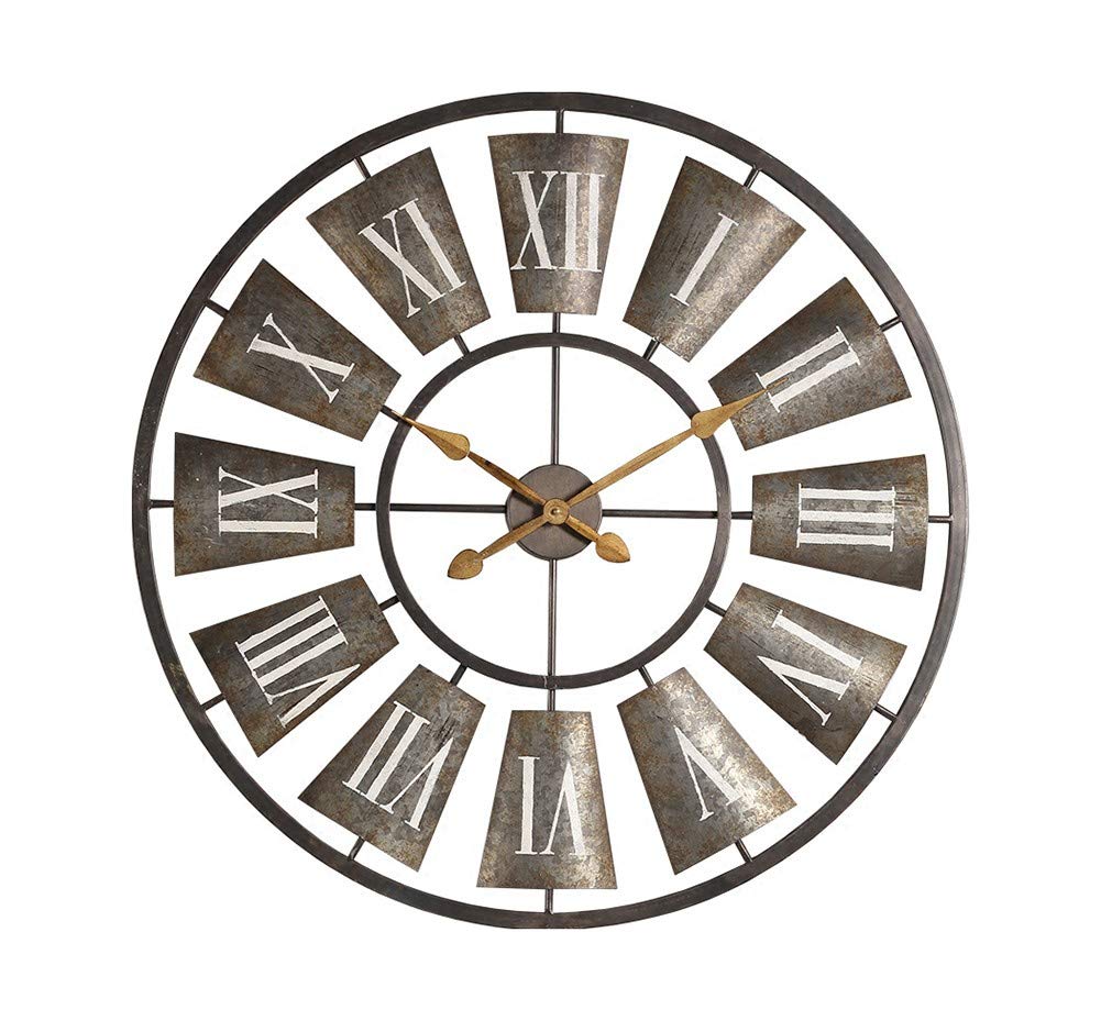 Horloge murale en fer forgé creuse style industriel rétro noir pour décoration de salon