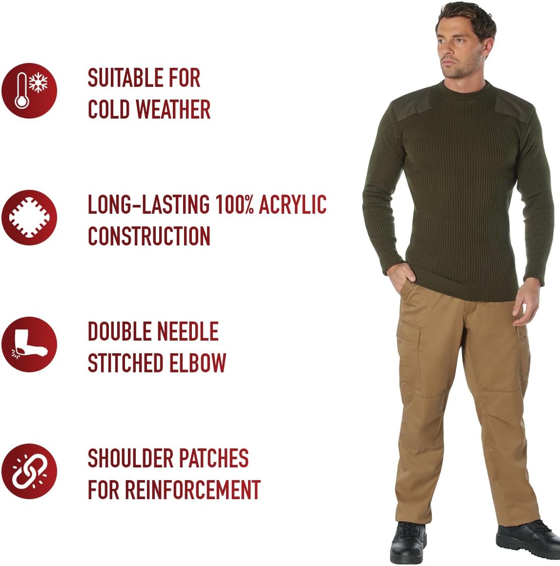 Rothco Acrylic Commando Sweater GI Style Military Sweater - Image 5