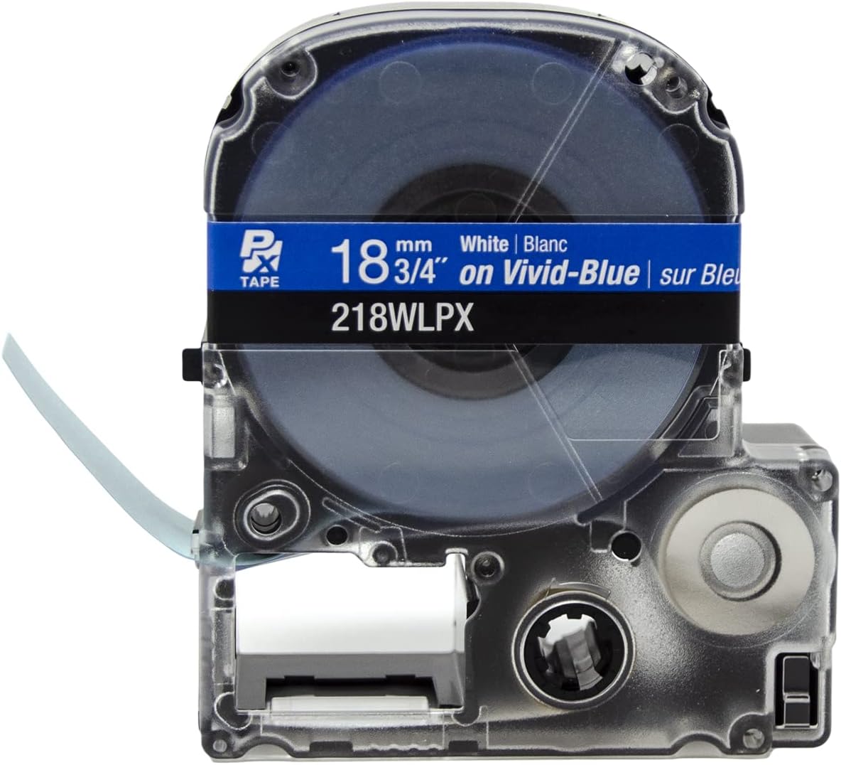 Epson LABELWORKS 218WLPX Genuine PET (Polyester) Tape Cartridge - White on Blue Label Maker Tape - 3/4" (18MM) Wide, 30'