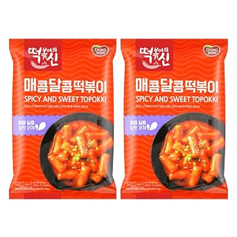 DONG WON Topokki with Spicy and Sweet Sauce, Korean Rice Cake Stick, Korean Street Food, 8.46 OZ 240 G - 2 Pack