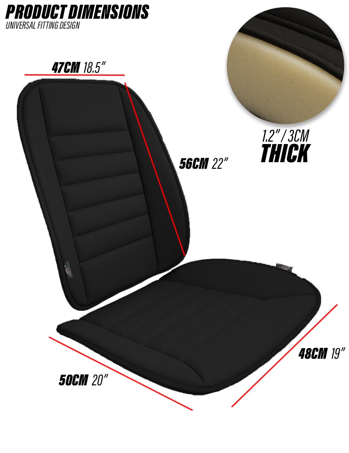 Xtremeauto Cuscino per seggiolino auto con cuscino di supporto per la schiena, set da 2 pezzi in memory foam per alleviare il dolore e la postura, cuscino ergonomico confortevole per auto, furgoni