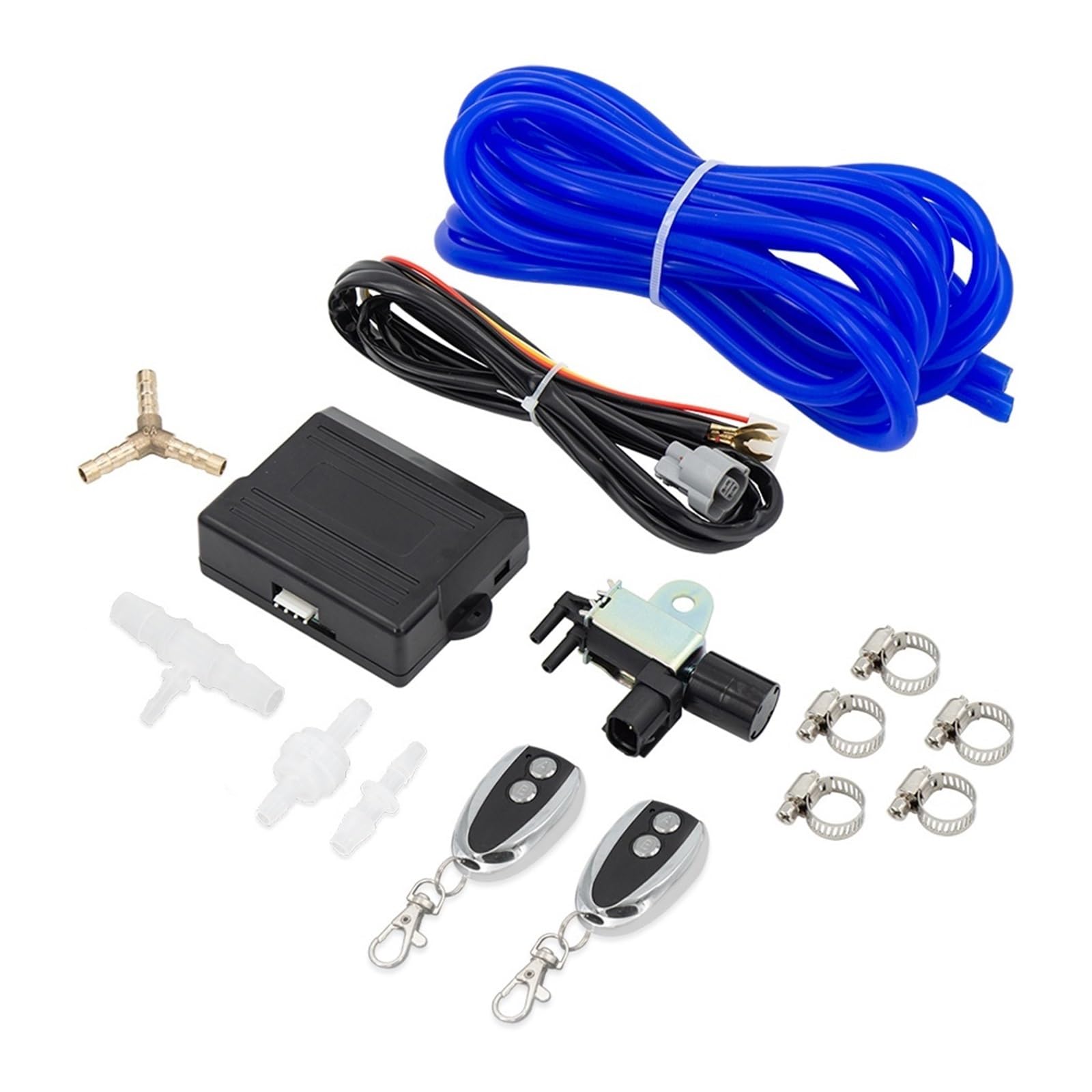 Cola de escape con válvula de control eléctrico y manguera metálica resistente 4