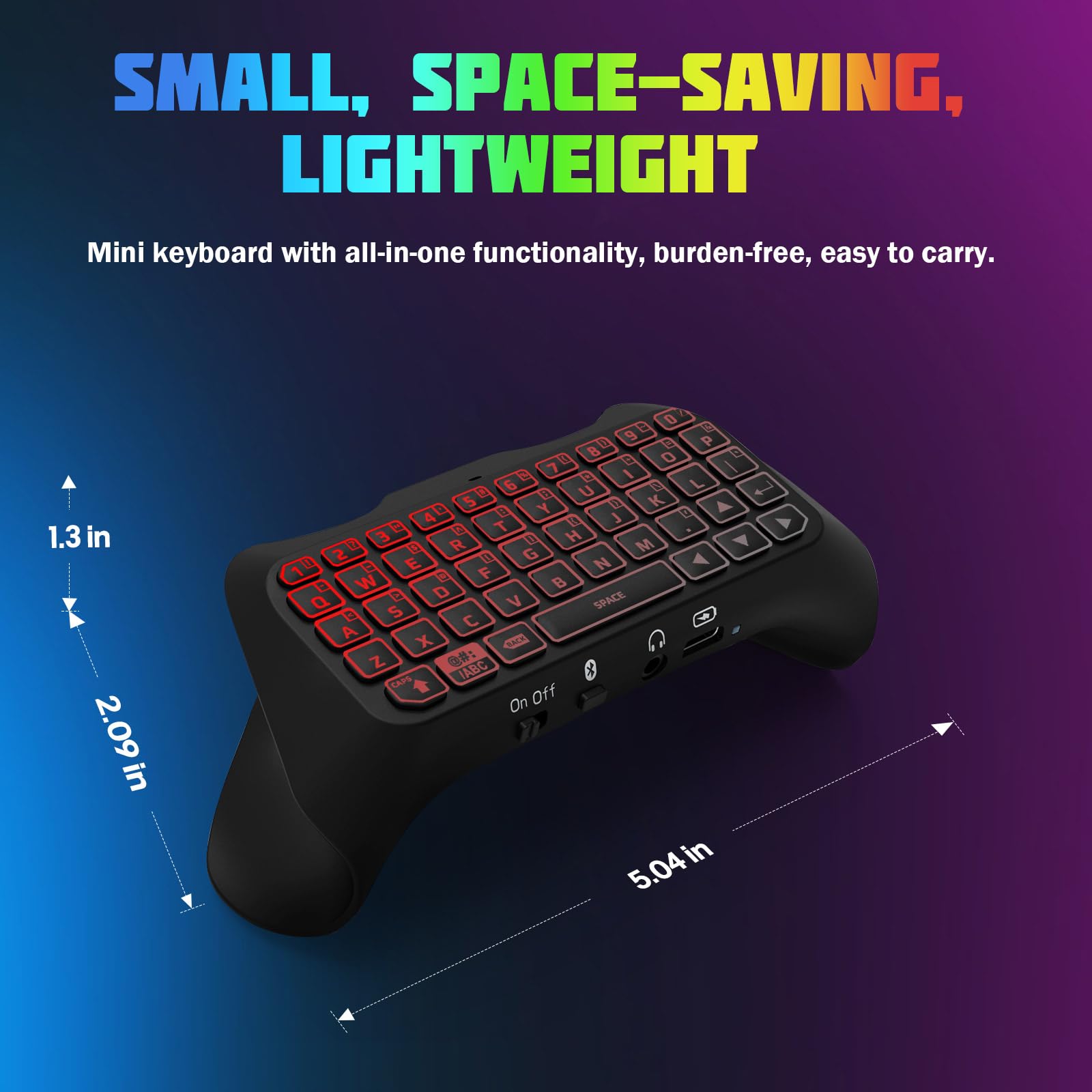 TiMOVO Tastiera retroilluminata RGB multicolore per PS5, tastiera wireless Bluetooth mini PS5 Game Keyboard con altoparlante jack audio, nero