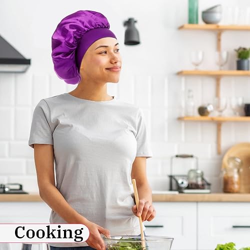 Miniatura 6 de Gorro de seda para dormir, gorra de seda para dormir, gorros de satén para mujeres negras, gorra de banda ancha suave para cabello rizado