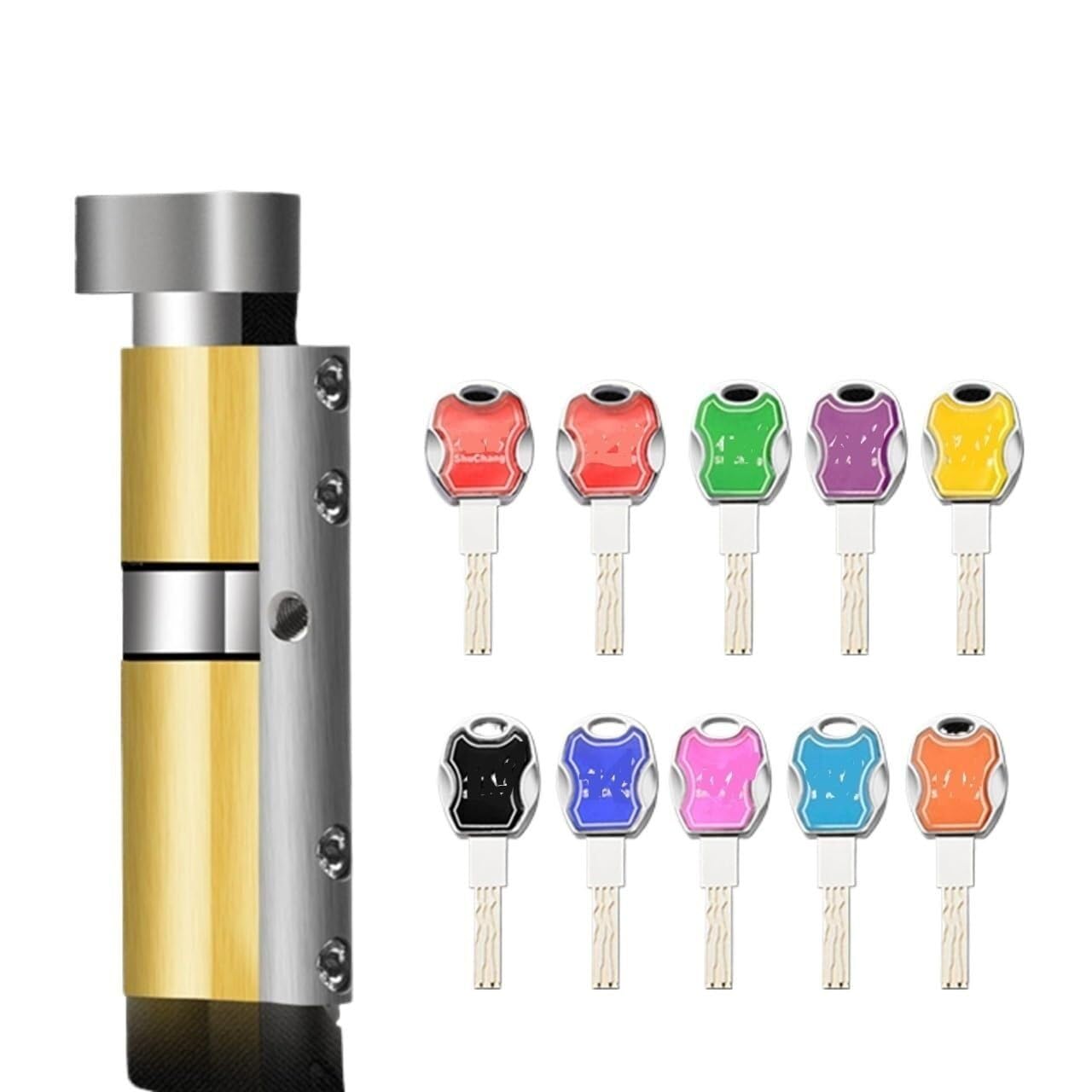 Wangshaowei 75(37.5Knob 37.5) Barrel Lock Door Lock Brass Cylinder Single Open Anti Pry Stainless Steel 10 Keys(75(37.5Knob 37.5))