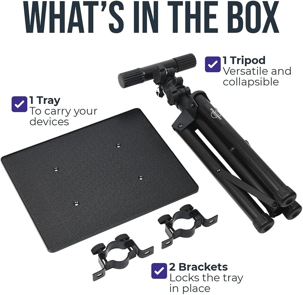 Starument Laptop Stand - Tripod Floor Stand for Computer, Projector, DJ Equipment, Studio Accessories - Light & Portable, Sturdy & Durable Metal - Adjustable Height, 26.4 to 38.8-Inch - 14x11" Tray : Musical Instruments