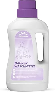 Detergente de penugem de 1 l, detergente especial para casacos, edredões, sacos de dormir e almofadas, detergente neutro para limpeza profunda de fibras e cuidado com aroma fresco