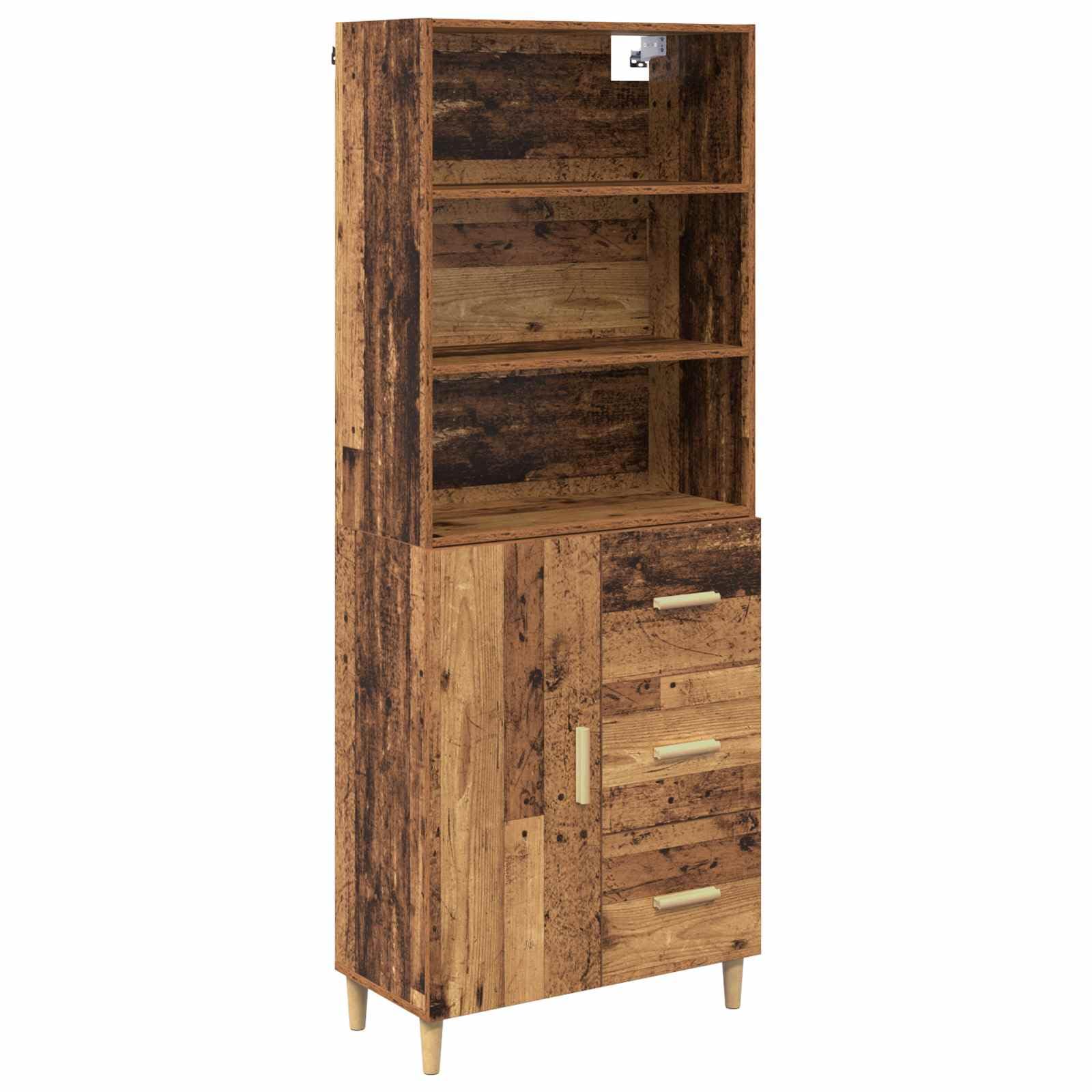 vidaXL Highboard Old Wood 69.5 x 32.5 x 180 cm Engineered Wood, Living Room Storage, Rectangular Highboard, Modern Furniture, Indoor Cabinet, Chic Organization Solution, Contemporary Design