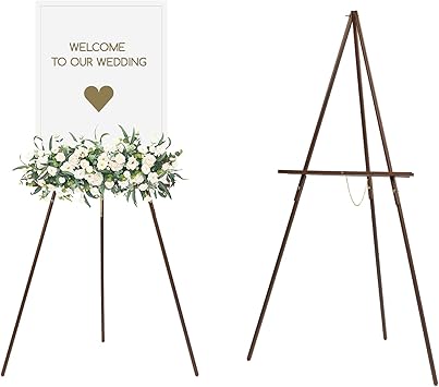 MEEDEN Easel Stand for Wedding Sign Wood Tripod for Poster Board - Wooden Easel Standing for Display Welcome Picture