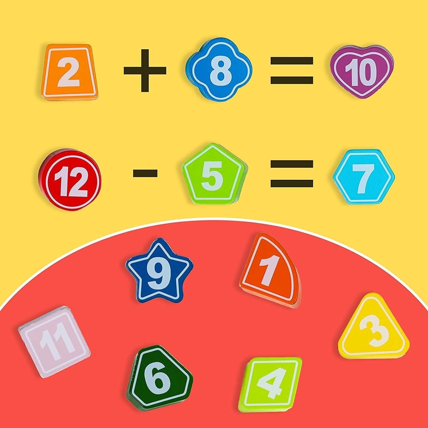 Smoneo Wooden Educational Clock Puzzle Toy for Kids Learn Numbers Shapes & Time Montessori Early Learning Toy for Toddlers & Preschool Children (Multicolor) 3