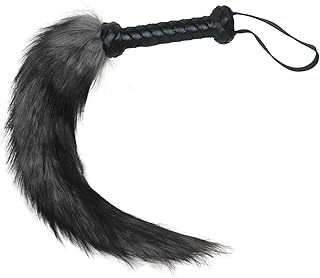 Faux Fur Horse Whip Furry Long Cat Wolf Tail Lash 18.5 inches Black Alternative Foxtail Whip Role Play Acccessory