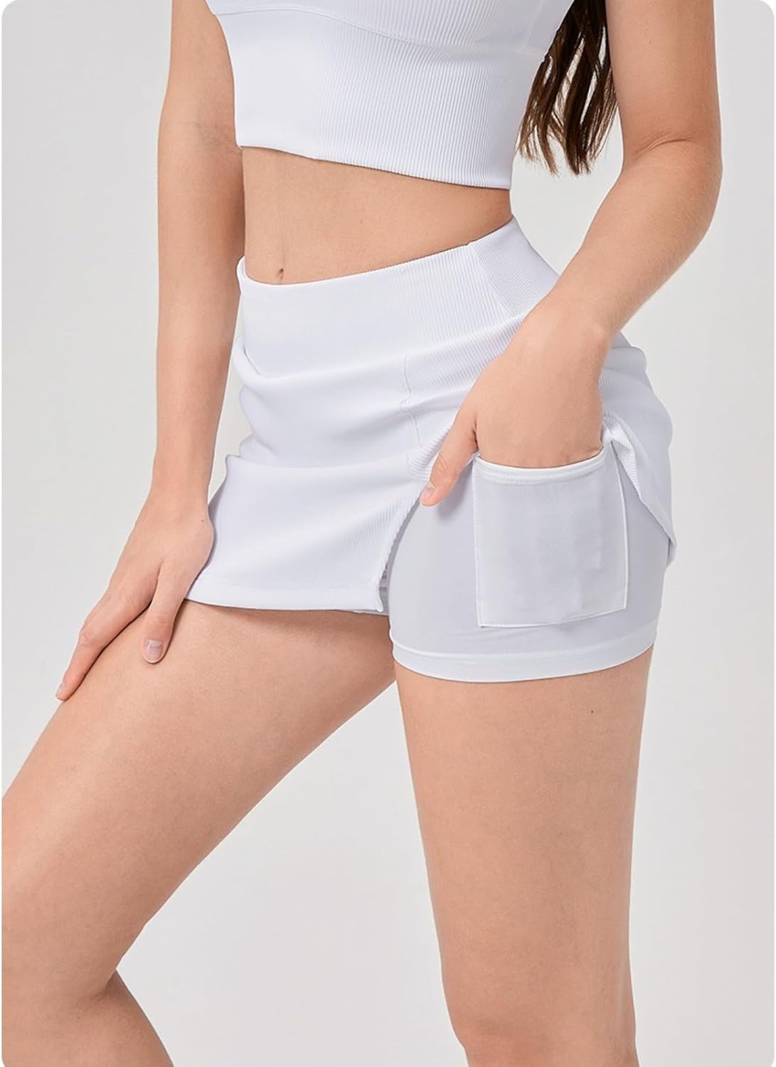 Women's Solid Color Athletic Skort with Pockets Comfort Sports Skirts for Golf, Tennis, Running, Workout & Gym