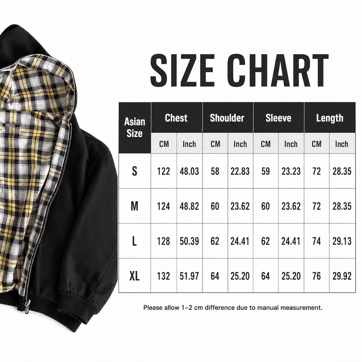 Generisch Chaqueta corta con capucha para mujer con cremallera patchwork manga larga