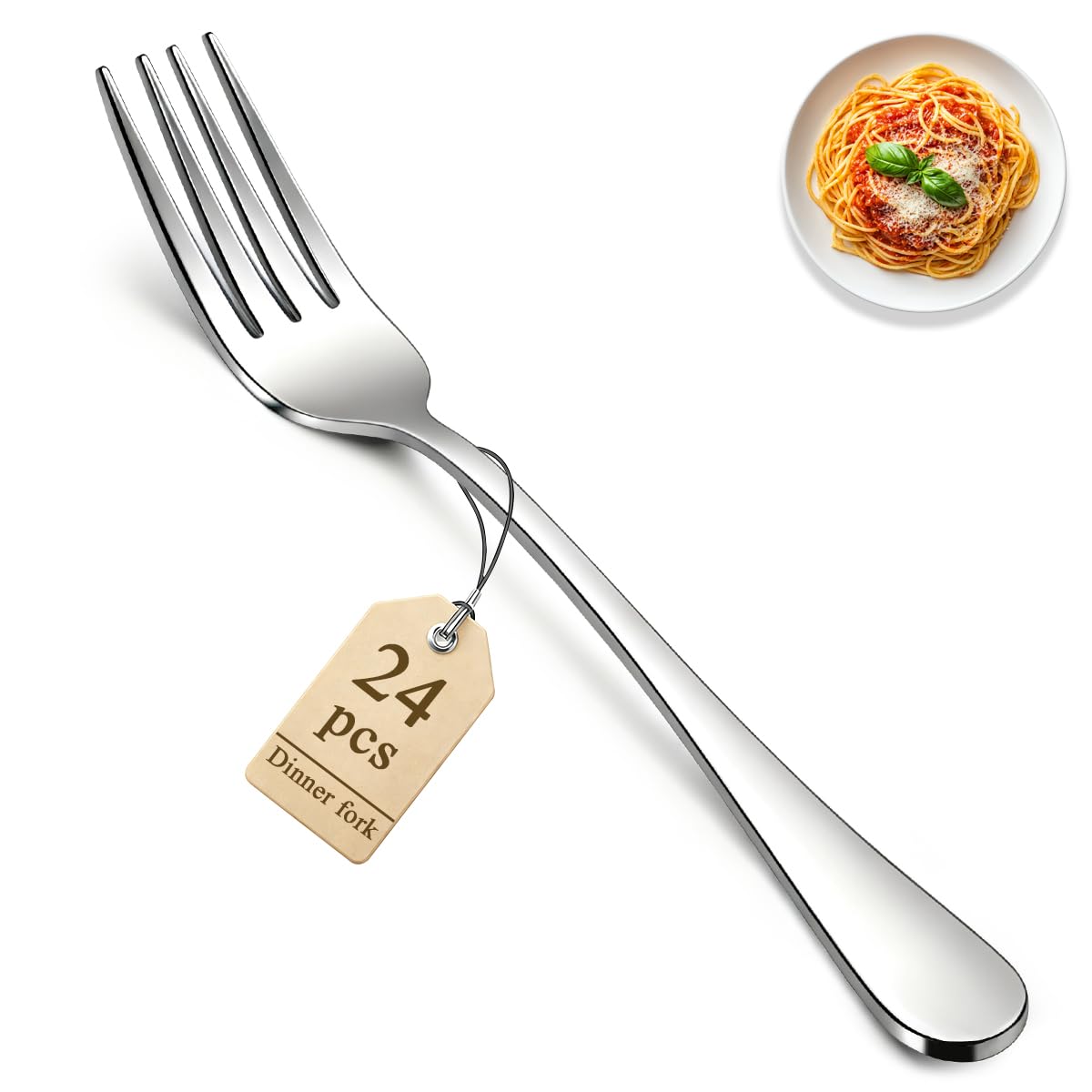 Berglander Set di 24 forchette da tavola in acciaio inox, 18,5 cm, per cucina, hotel, ristorante, lavabili in lavastoviglie