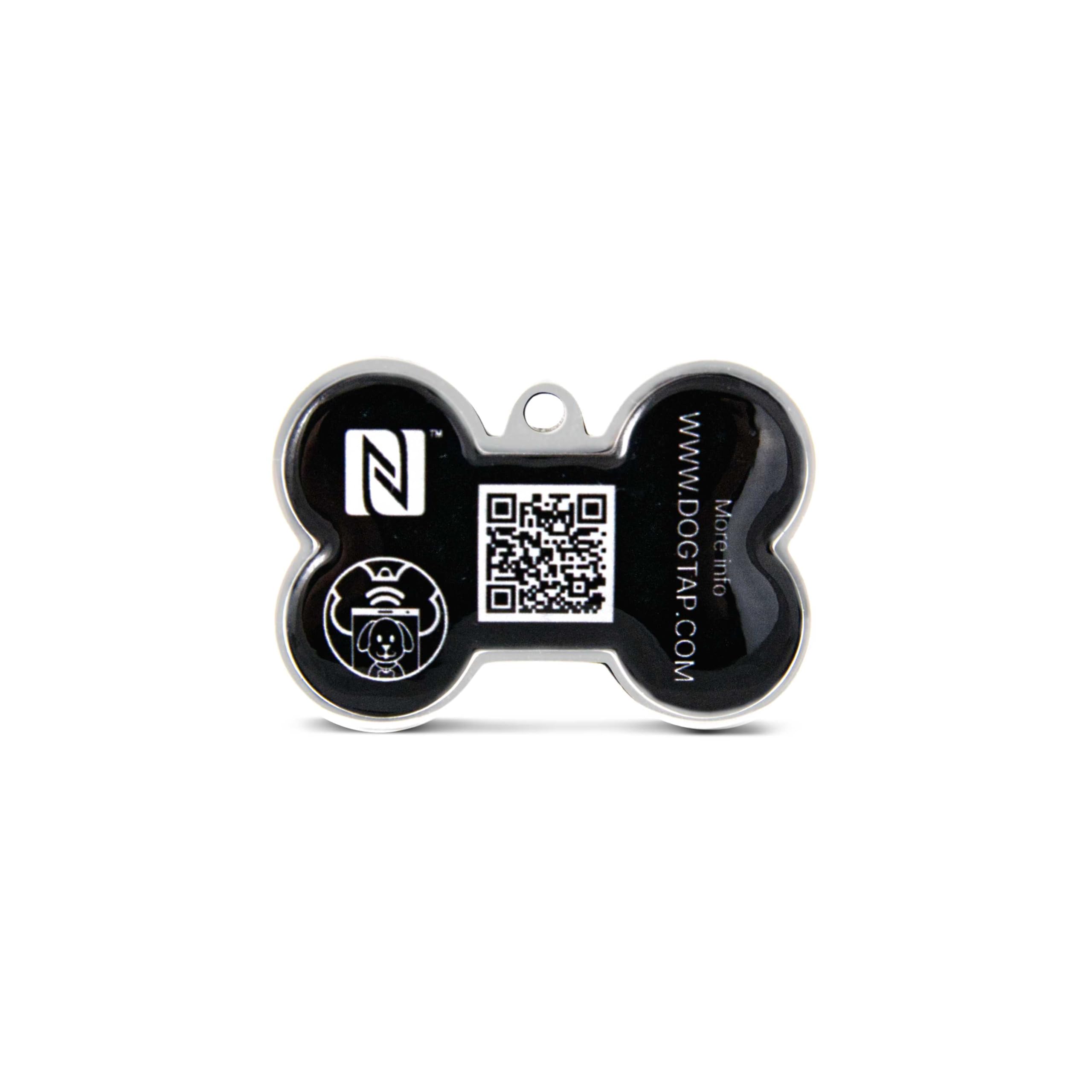 Solid, digitale Hundemarke mit NFC und QR-Code, personalisierbar mit Namen, PVC/Metall, 41,6 × 28,5 mm, wasserfest und robust