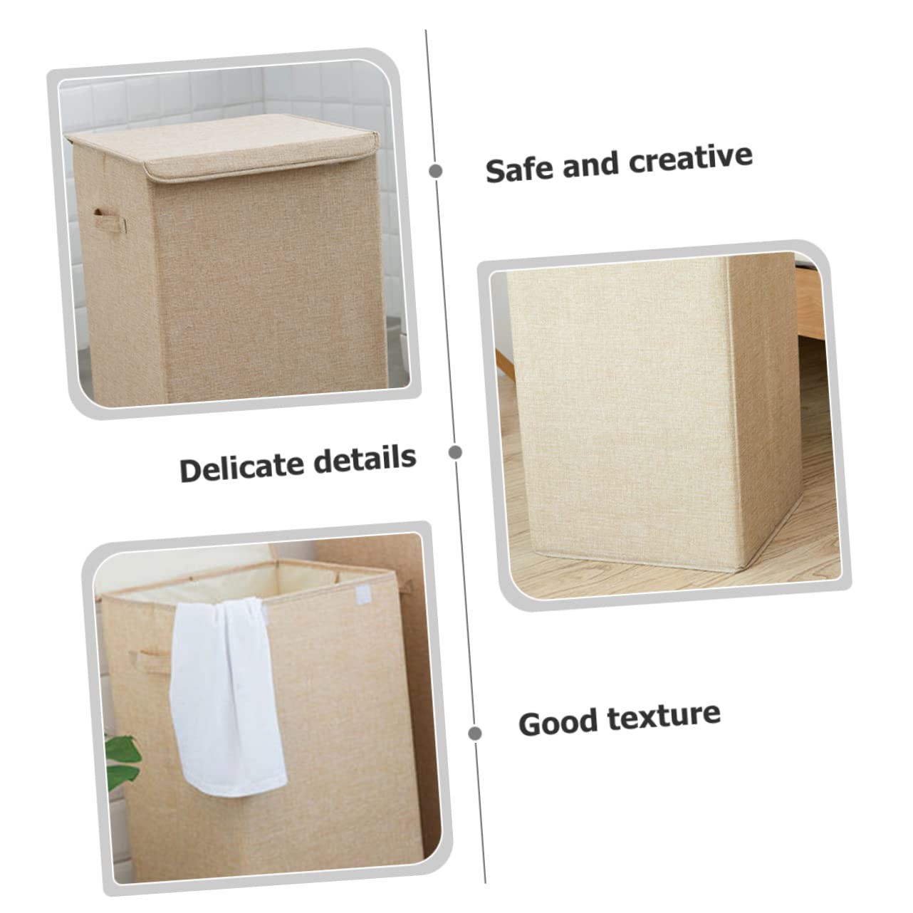 Cabilock Cesto Portabiancheria Beige Coperchio, Lavabile e Portatile, Capacità Media per Piccoli Spazi tra Lavatrice e Asciugatrice